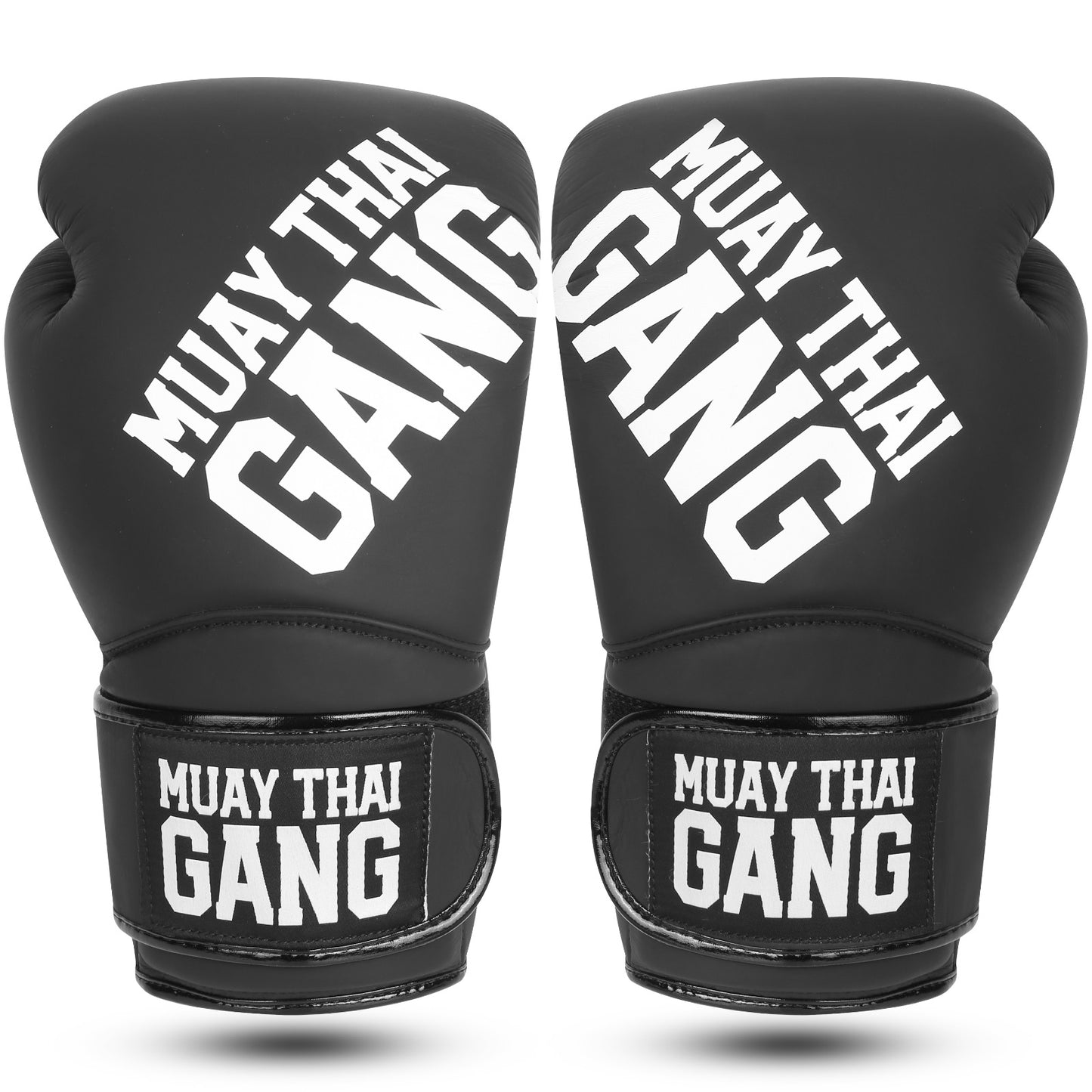 Muay Thai Gang Echtleder Boxhandschuhe Schwarz – Pro Gear für Thaiboxen & Sparring