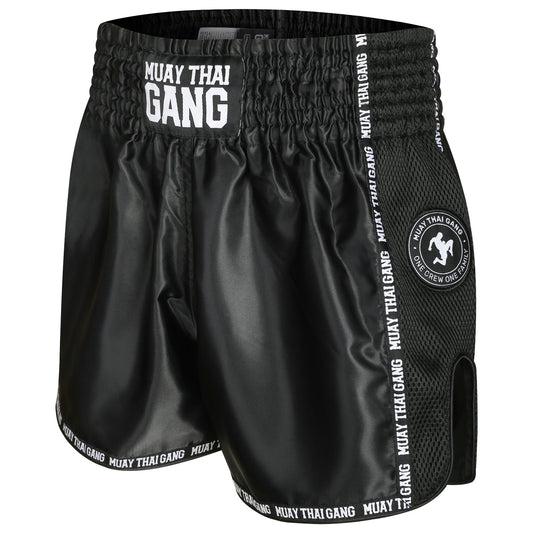 Muay Thai Gang Fight Shorts Schwarz – Thaibox Shorts für Training & Kampf
