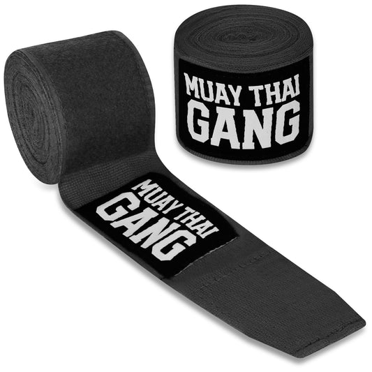 Muay Thai Gang Boxbandagen Schwarz – 4,5 m Handbandagen für Thaiboxen & Kampfsport