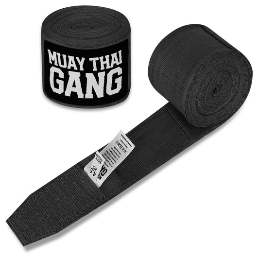 Muay Thai Gang Boxbandagen Schwarz – 4,5 m Handbandagen für Thaiboxen & Kampfsport