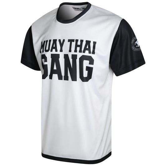 Muay Thai Gang Performance Shirt Weiß – Funktionelles Training Shirt mit Logo