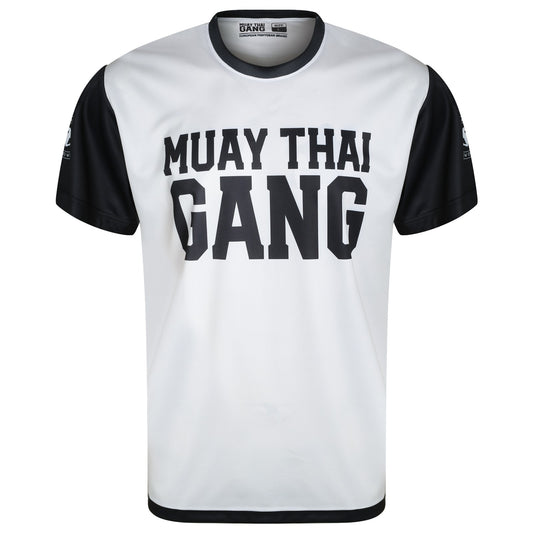 Muay Thai Gang Performance Shirt Weiß – Funktionelles Training Shirt mit Logo