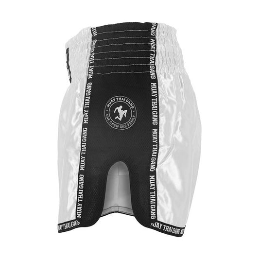 Muay Thai Gang Fight Shorts Weiß – Thaibox Shorts für Training & Kampf